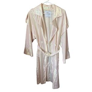 Zara Iridescent Pale Blush Satin Trench Robe